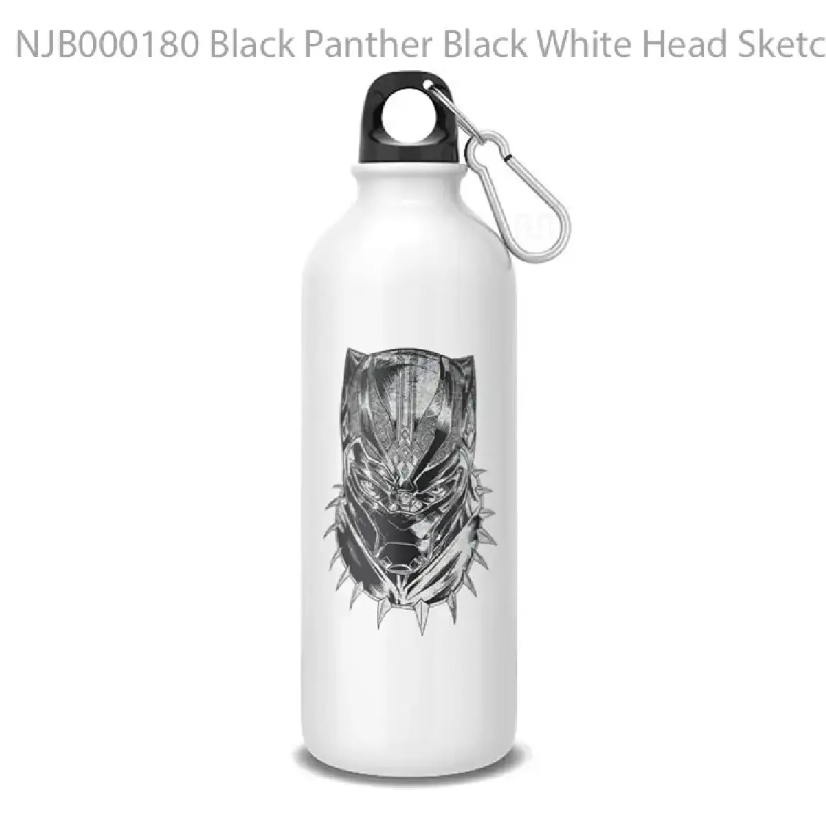 Black Panther Black White Head Sketch Botol Air Minum