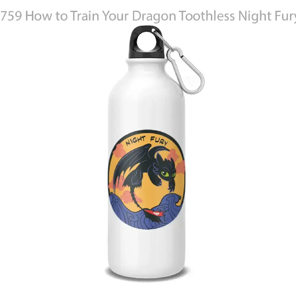 How to Train Your Dragon Toothless Night Fury Flying Over Ocean Waves Botol Air Minum