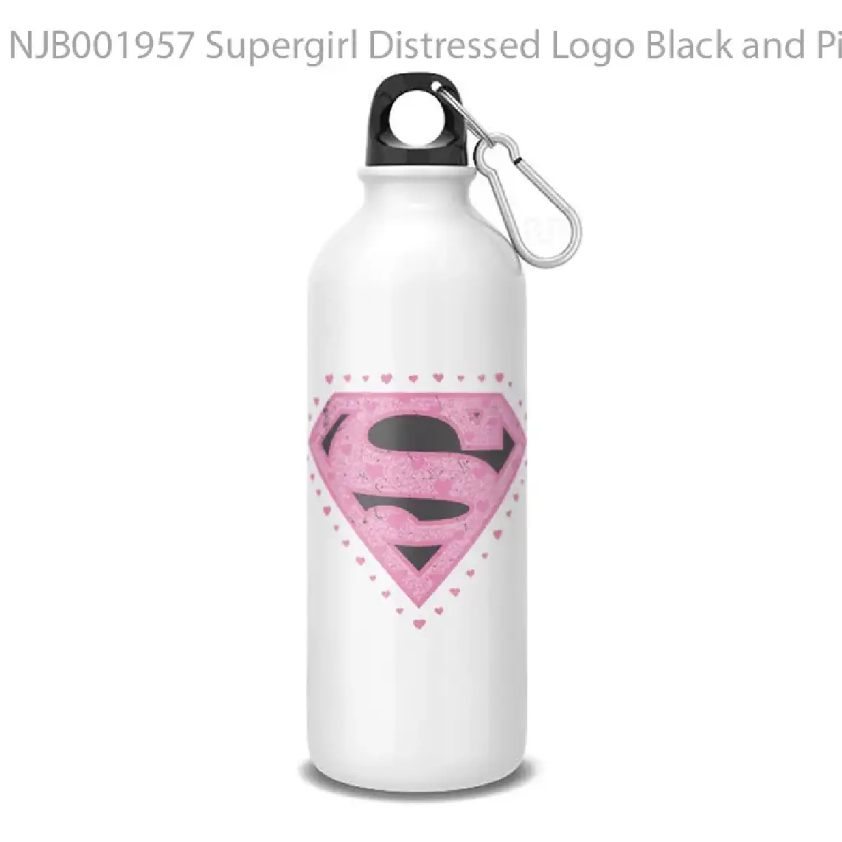 Supergirl Distressed Logo Black and Pink Botol Air Minum