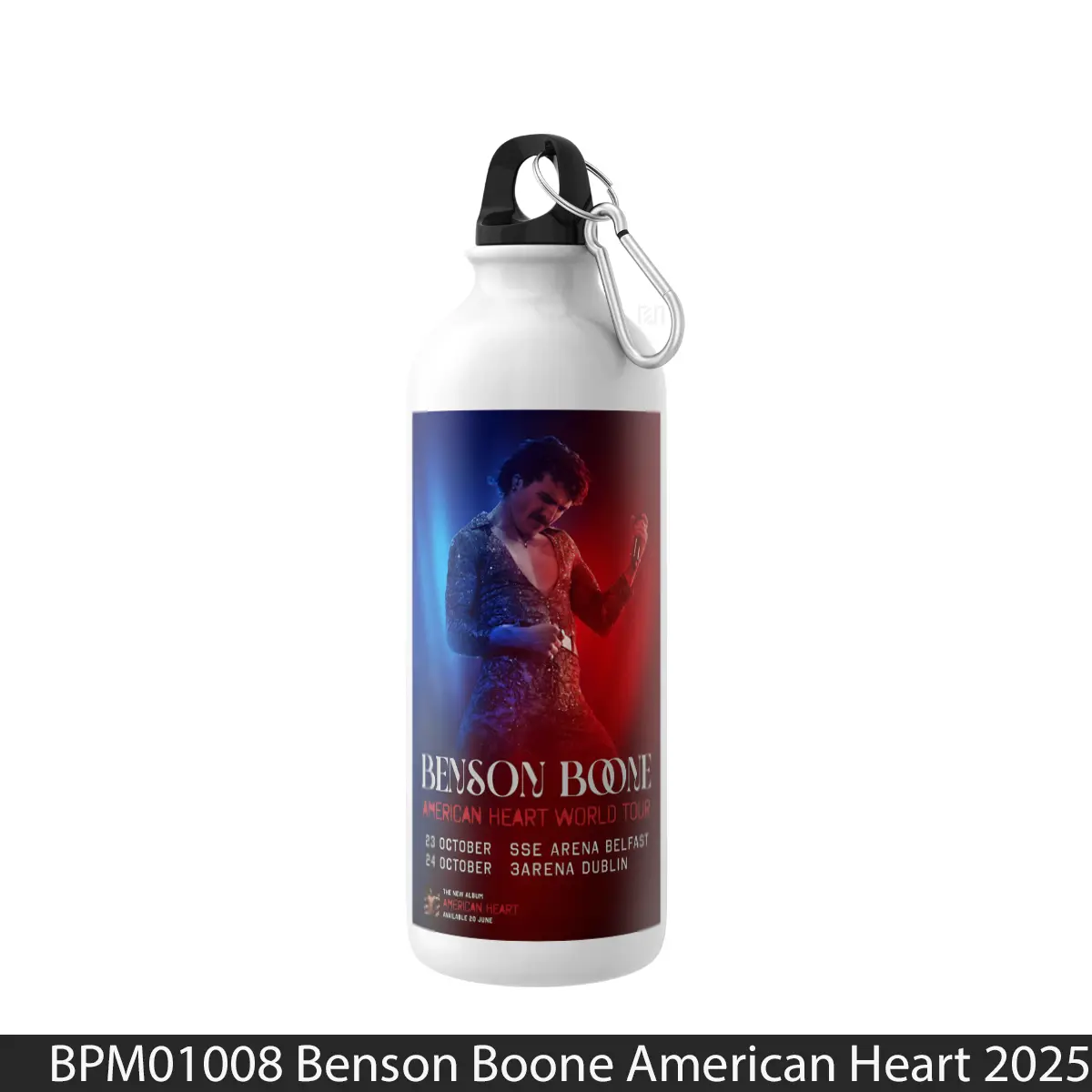 Botol Benson Boone American Heart 2025 Ireland Tour Belfast - Music Sport Bottle