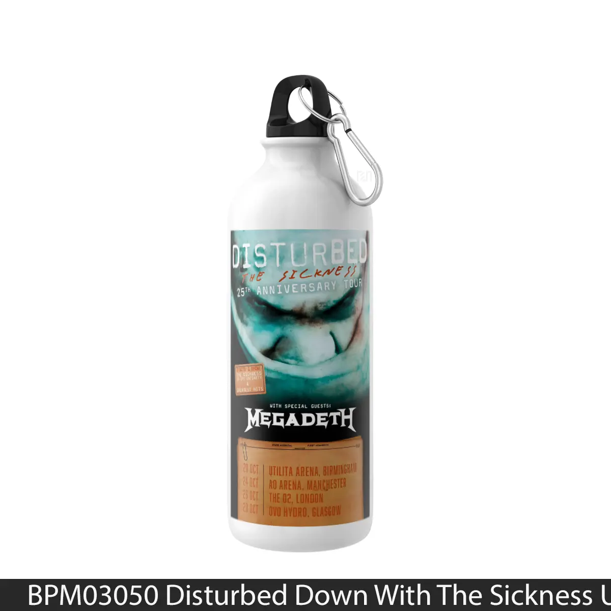 Botol Disturbed Down With The Sickness Uk Arena Tour 2025 - Music Sport Bottle