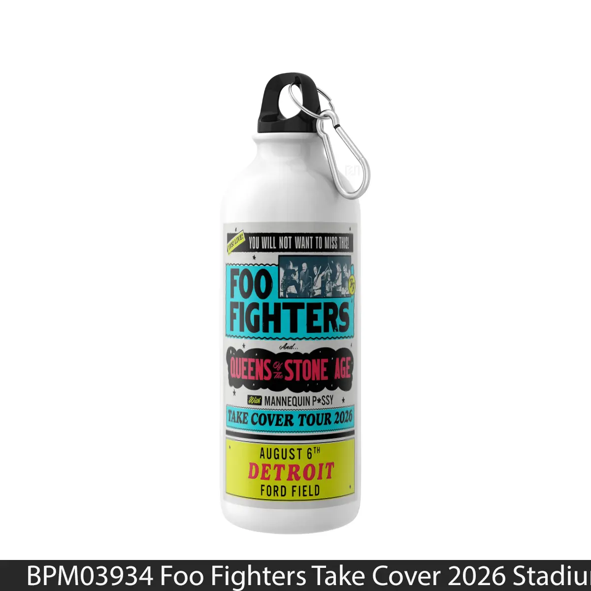 Botol Foo Fighters Take Cover 2026 Stadium Tour Detroit - Music Sport Bottle
