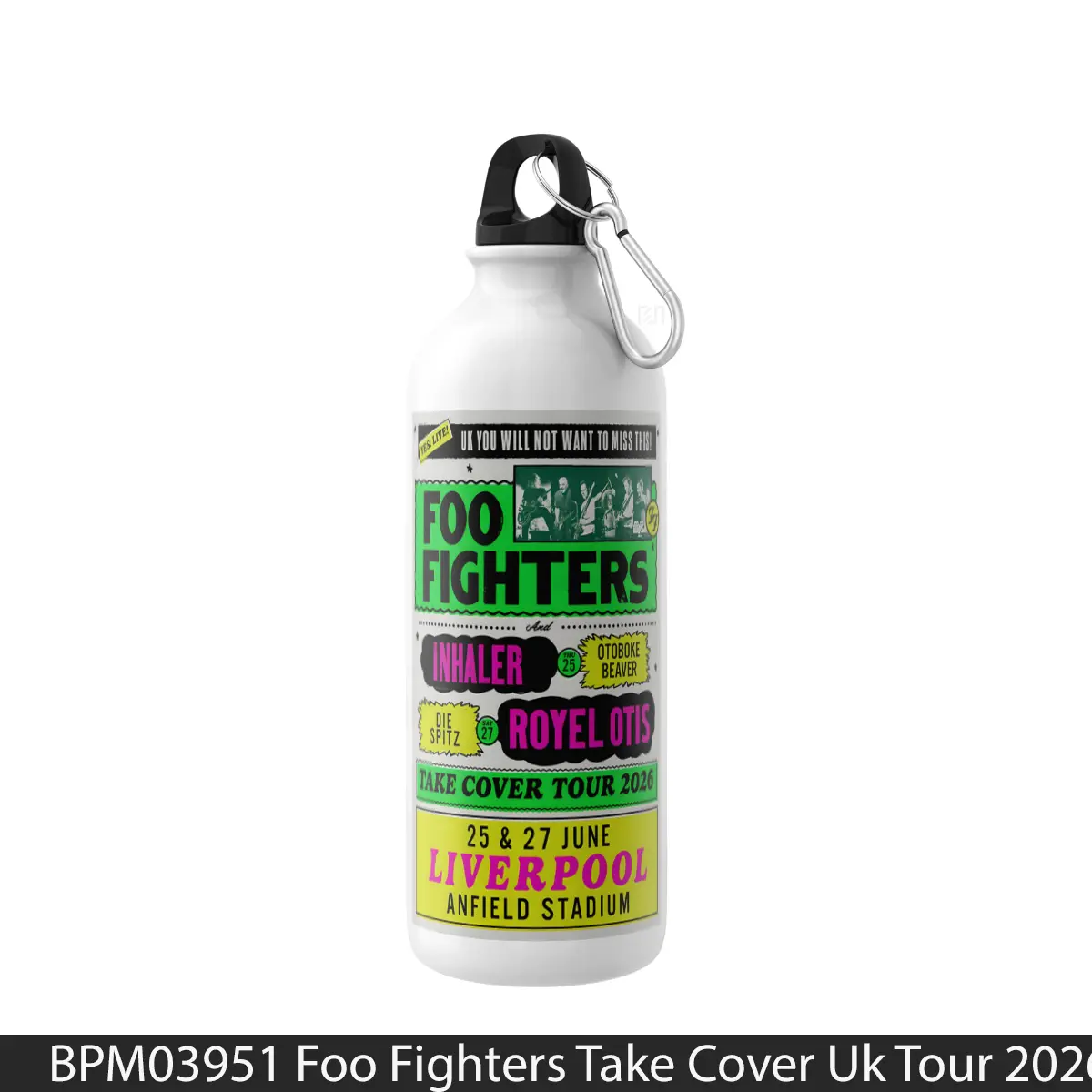 Botol Foo Fighters Take Cover Uk Tour 2026 Liverpool Anfield - Music Sport Bottle
