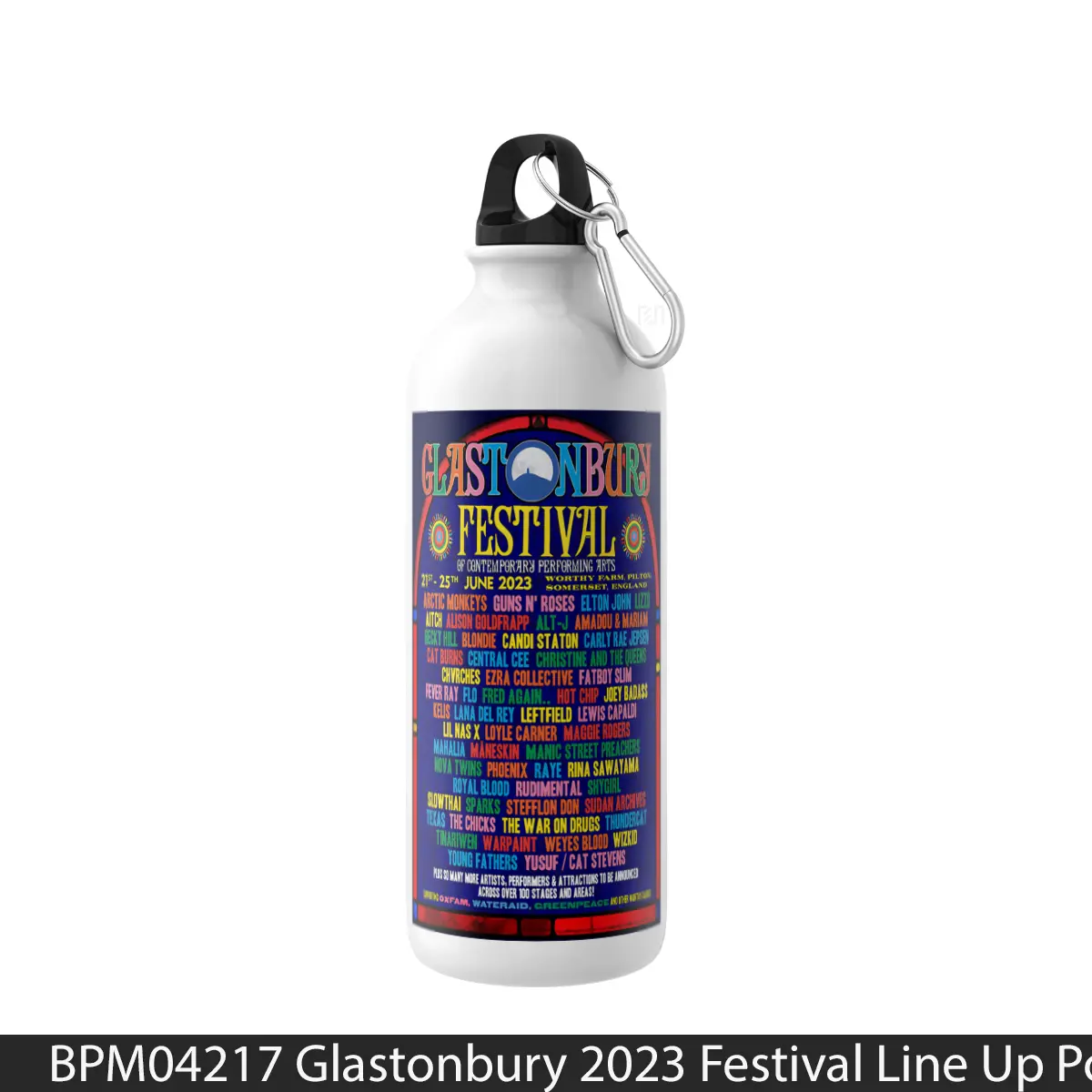Botol Glastonbury 2023 Festival Line Up - Music Sport Bottle