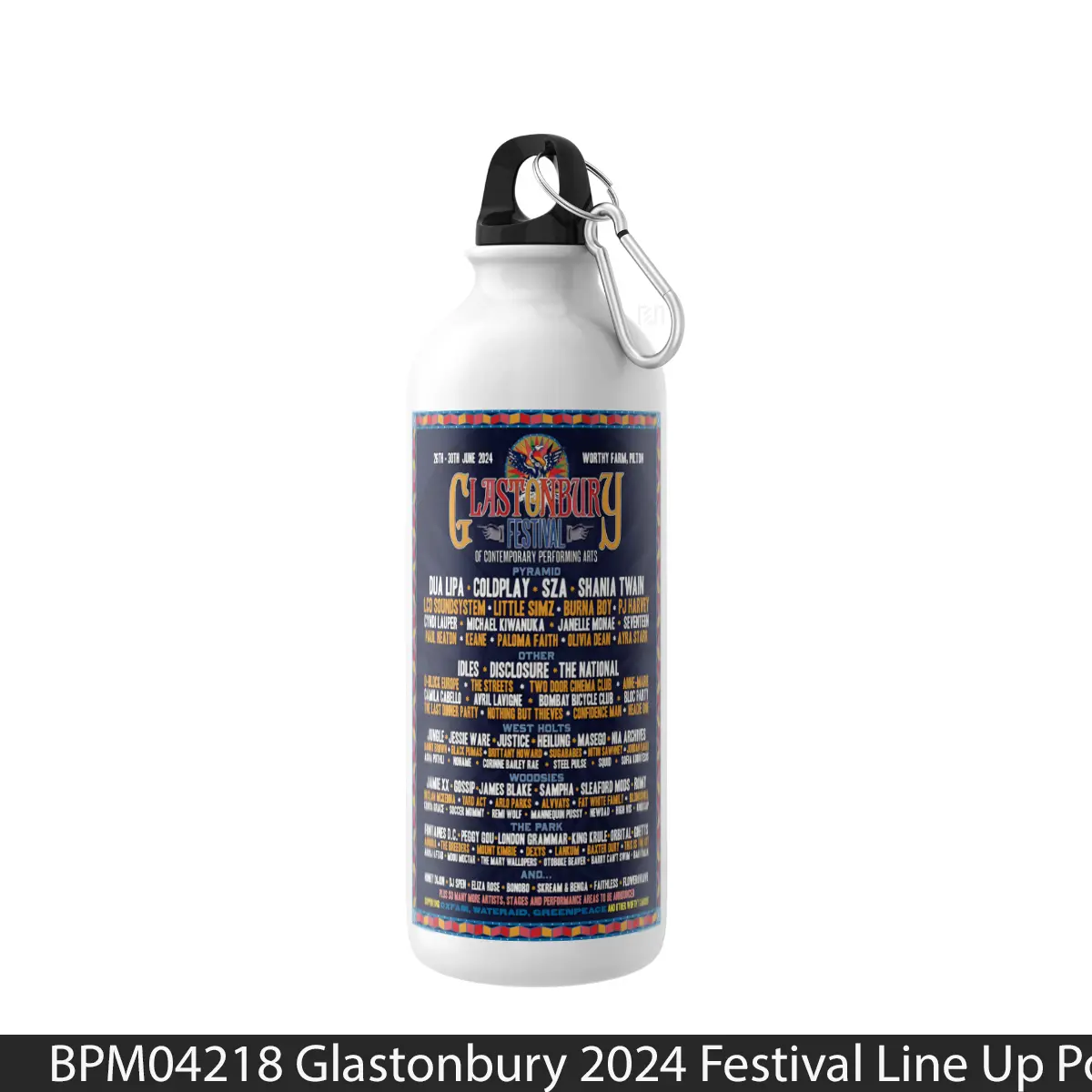 Botol Glastonbury 2024 Festival Line Up - Music Sport Bottle