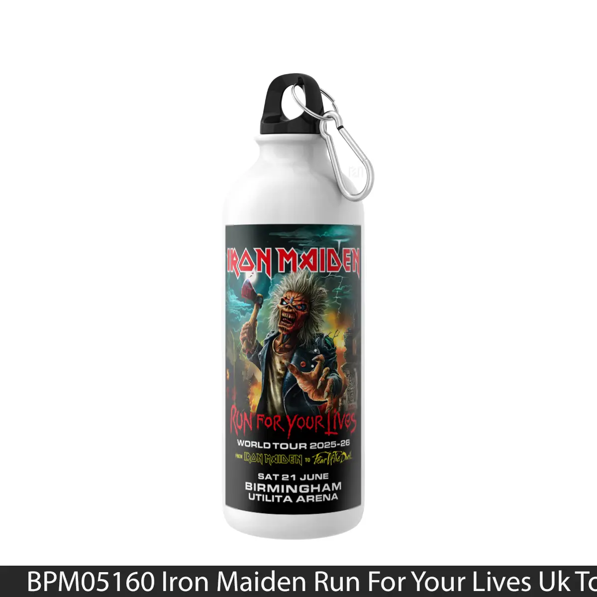 Botol Iron Maiden Run For Your Lives Uk Tour 2025 Birmingham - Music Sport Bottle