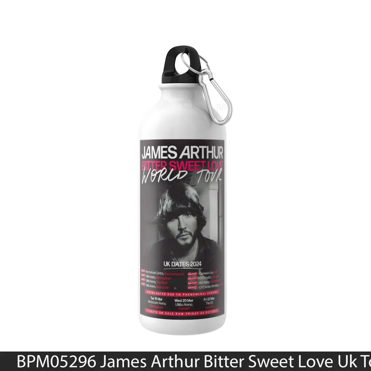 Botol James Arthur Bitter Sweet Love Uk Tour 2024 1 - Music Sport Bottle