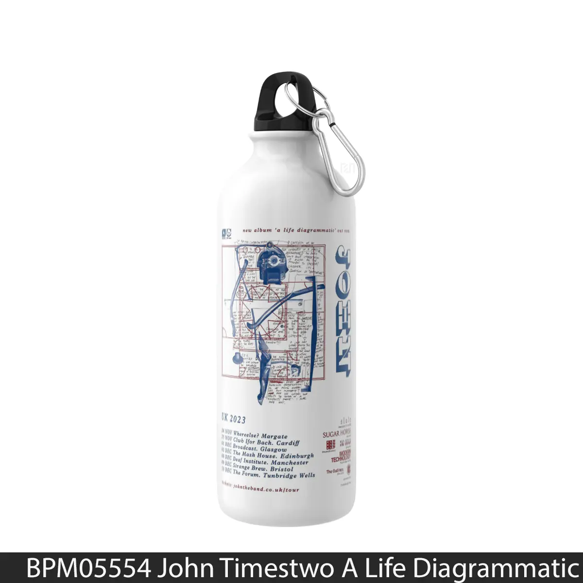 Botol John Timestwo A Life Diagrammatic 2023 Uk Tour P - Music Sport Bottle