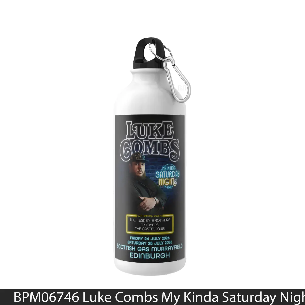Botol Luke Combs My Kinda Saturday Night Uk Tour 2026 Edinburgh - Music Sport Bottle