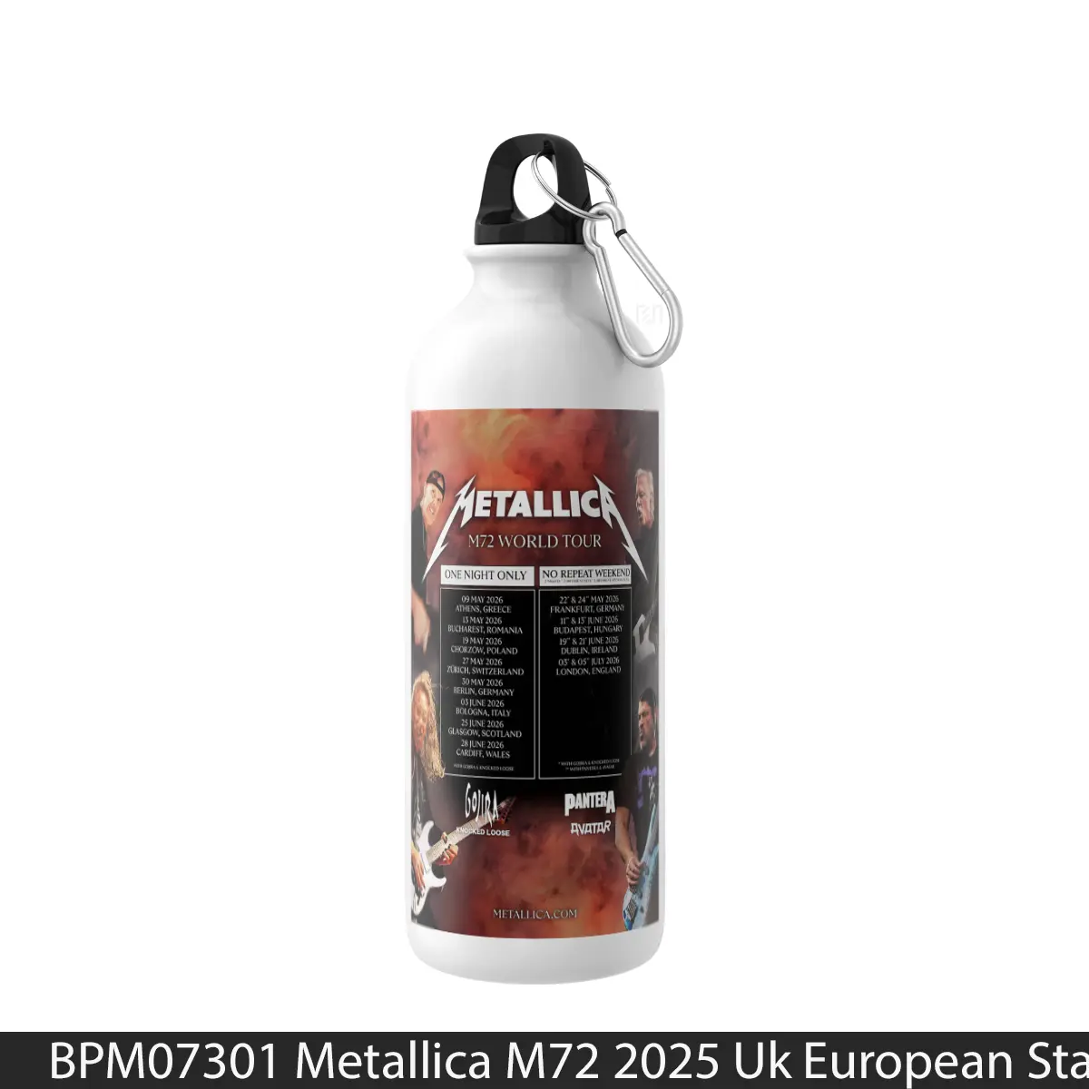 Botol Metallica M72 2025 Uk European Stadium Tour Post - Music Sport Bottle