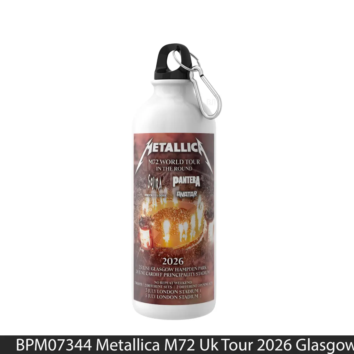 Botol Metallica M72 Uk Tour 2026 Glasgow Cardiff London - Music Sport Bottle