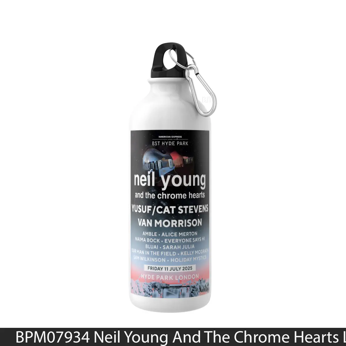 Botol Neil Young And The Chrome Hearts Love Earth Tour London - Music Sport Bottle