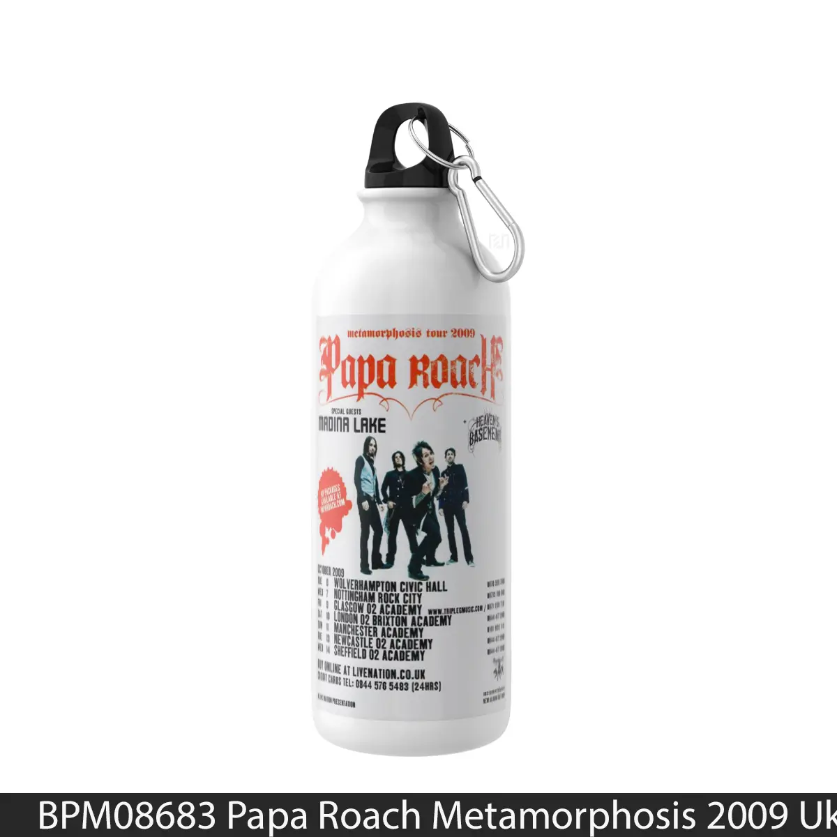 Botol Papa Roach Metamorphosis 2009 Uk Tour Print - Music Sport Bottle