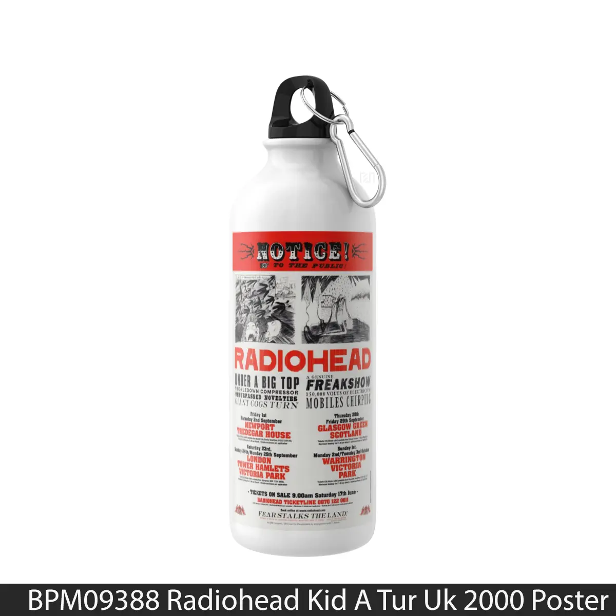 Botol Radiohead Kid A Tur Uk 2000 - Music Sport Bottle