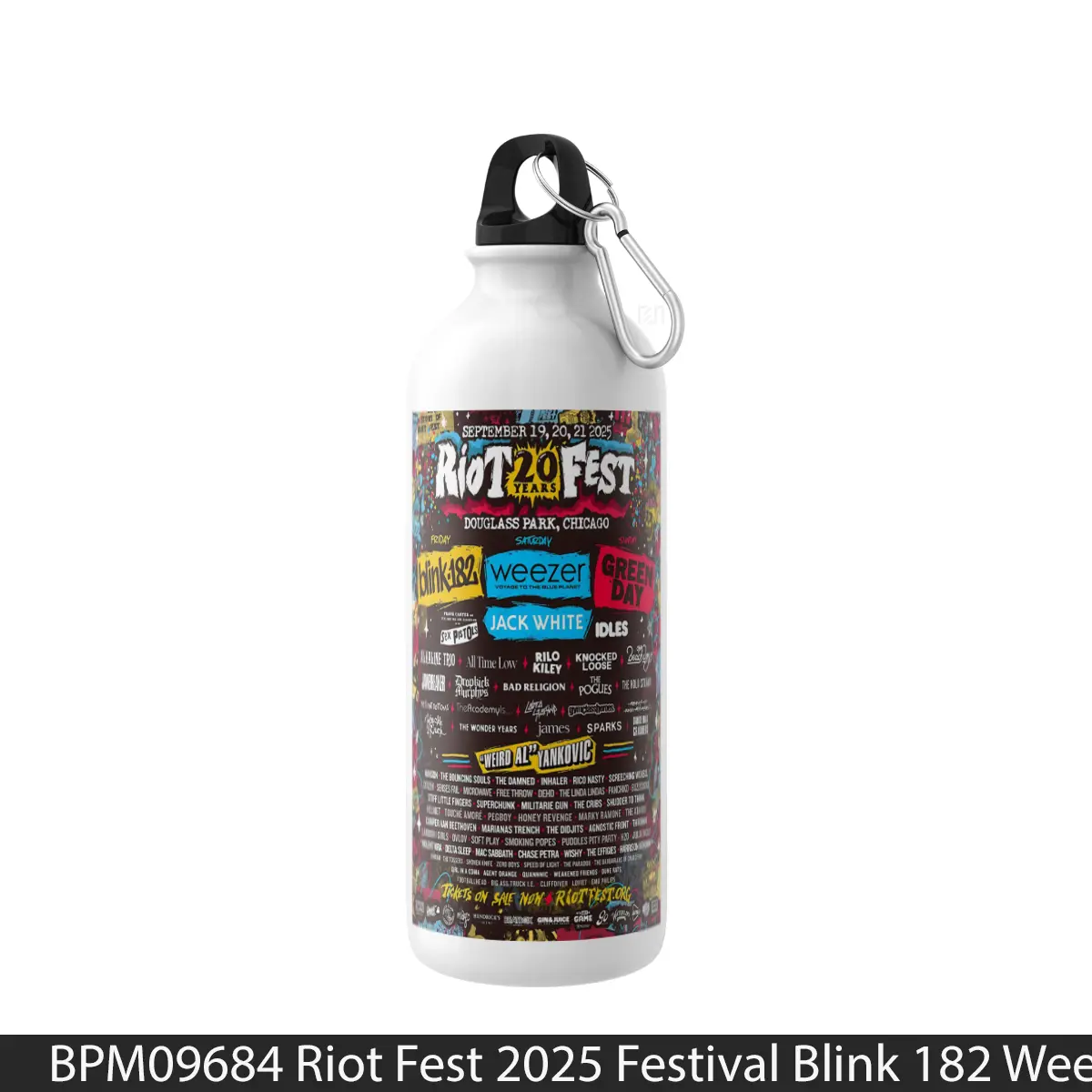 Botol Riot Fest 2025 Festival Blink 182 Weezer - Music Sport Bottle