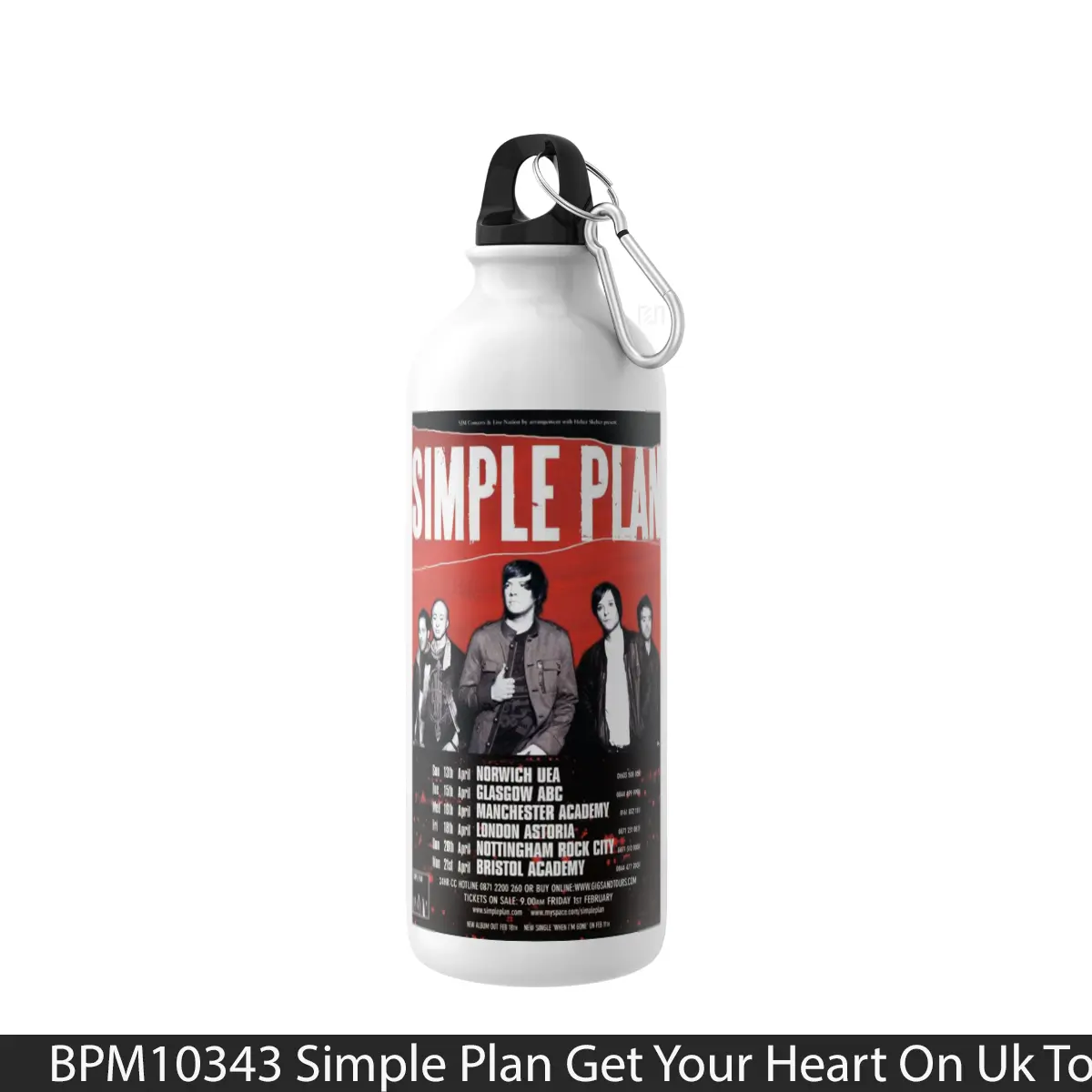 Botol Simple Plan Get Your Heart On Uk Tour Print - Music Sport Bottle