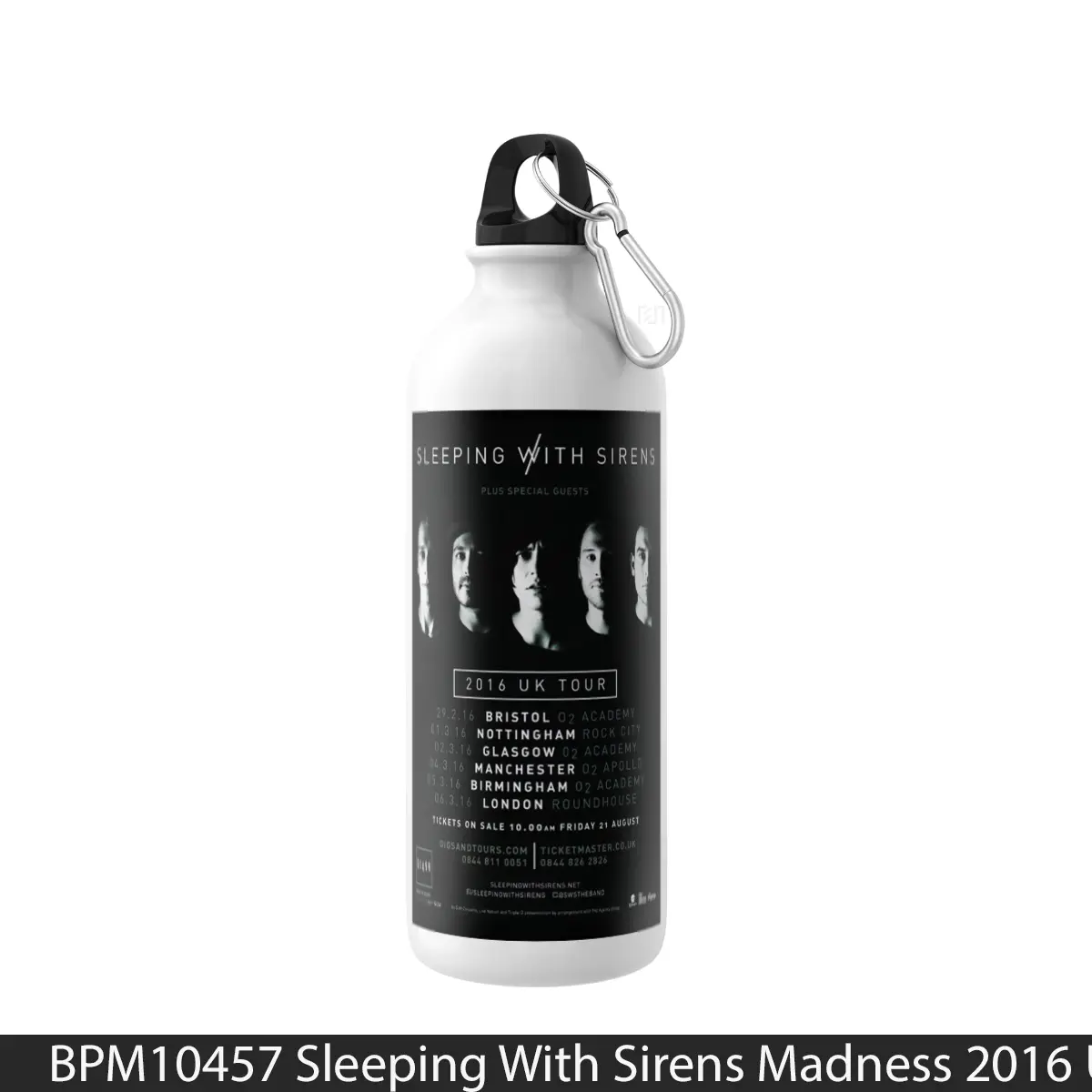 Botol Sleeping With Sirens Madness 2016 Uk Tour Print - Music Sport Bottle